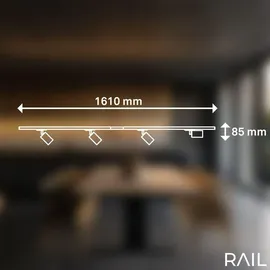 Briloner 8000045 Schienen-Basissystem 1phasig GU10 Spots schwenkbar, erweiterbar, Lichtschienensystem Decke, Strahler Schiene, Deckenlampe, Deckenleuchte, Spotlight, 1,5 m, Schwarz