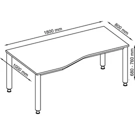 Hammerbacher Schreibtisch HS18 grau / Silber