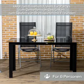 Outsunny Gartentisch 150 x 90 x 74 cm Schwarz