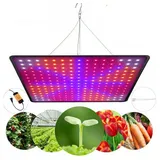 PRIISF Pflanzenlampe LED Wachstumslicht Energiesparende Vollspektrum Grow Pflanzenleuchte, LED fest integriert, UV-IR-Rot-Blau-Orange, 225 LEDs Wachstumslampe Zimmerpflanzen 300×300mm Blumenlampe 1Stück