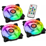 RAIJINTEK Iris 12 Rainbow ARGB LED-Lüfter, 3er Set inkl. Controller (120 mm, 3 x), PC Lüfter, Schwarz