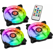 RAIJINTEK Iris 12 Rainbow ARGB LED-Lüfter, 3er Set inkl. Controller (120 mm, 3 x), PC Lüfter, Schwarz