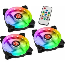RAIJINTEK Iris 12 Rainbow ARGB LED-Lüfter, 3er Set inkl. Controller (120 mm, 3 x), PC Lüfter, Schwarz