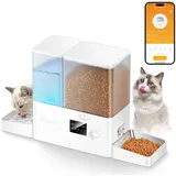 ROJECO Futterautomat Katze und Trinkbrunnen 2-in-1 mit APP WiFi Timer 8,5L katzenfutter automat(5L+3,5L Katzenbrunnen),2 Edelstahlschalen,BPA-frei,Trockenfutter Automat für Katzen Hunde & Haustiere