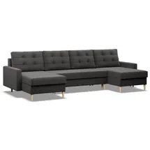 mebligo Eckcouch Textil 4-Sitzer Grau
