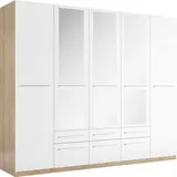 Priess Kleiderschrank PRIESS "Schrank Garderobe Wäscheschrank Barcelona in 5 Breiten", weiß (struktureichefarben hell, weiß), B:230cm H:193cm T:54cm, Holzwerkstoff, Schränke, Kleiderschrank, viel Stauraum, geräumige Schubkästen, mit Spiegel, MADE IN GERMANY