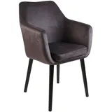 Armlehnstuhl HOME AFFAIRE "Toga", grau (dunkelgrau, buche schwarz), B:57cm H:84cm T:57cm, Massivholz, Metall, Polyester, Spanplatte, Stühle, Armlehnstuhl, eleganter Esszimmerstuhl mit komfortablen Armlehnen