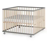 Sämann – make a difference. Laufgitter, Grau, Natur, Holz, Echtholz,Buche, 100x74x100 cm, Babymöbel, Laufstall Baby