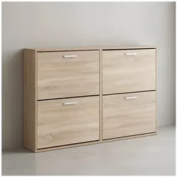 KADIMA DESIGN Schuhschrank NIDDA Holz: Zeitloses Design, große Ablagefläche, 4 Klapptüren, 8 Schuhablagen, einfacher Aufbau.