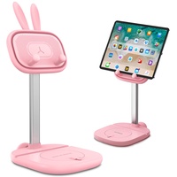OATSBASF Cute Bunny Tablet Ständer für Schreibtisch, verstellbare Höhe Tablet Ständer Halter Dock kompatibel mit Tablet wie iPad Pro 9.7, 10.5, 12.9 Air Mini, Kindle, Nexus, Tab, E-Reader