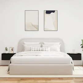 vidaXL Wand-Nachttische mit LED-Leuchten 2 Stk. Schwarz Eichen-Optik