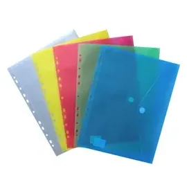 EXXO by HFP 35300, A4 quer, transparent farblich sortiert, Eurolochung, Abheftrand, Klappe und Klettverschluss - 10 Stück