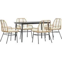 VidaXL 5-tlg. Garten-Essgruppe mit Kissen Braun Poly Rattan Glas