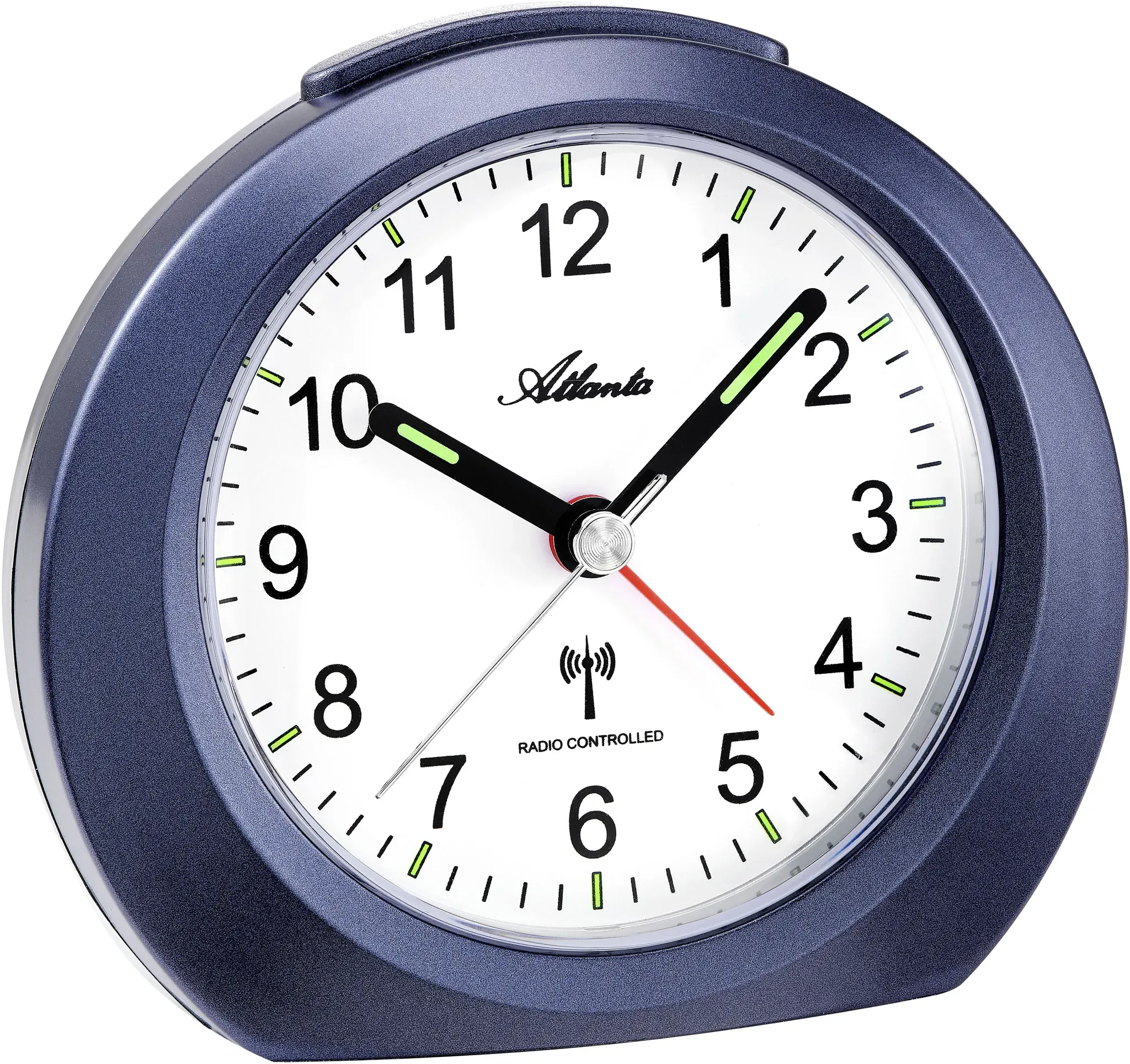 Funkwecker ATLANTA, blau, Wecker, Funkwecker, ideal für Reisen, Geschenkidee, Leuchtzeiger, Weckwiederholung, analog