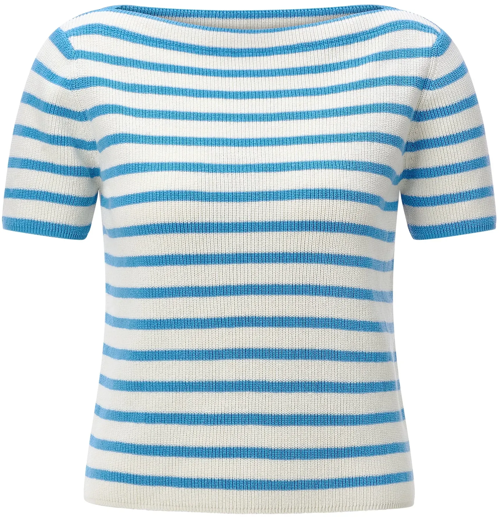 T-Shirt RICHROYAL, Damen, Gr. M, sailor sky, Single Jersey, Obermaterial: 100% Baumwolle, gestreift, regular fit taillenbedeckt, U-Boot-Ausschnitt, eingesetzt gerader Abschluss, Shirts T-Shirt, Regular fit mit U-Boot-Ausschnitt