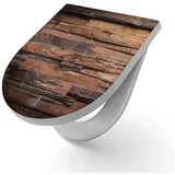 DEQORI WC-Sitz 'Unebene Bretterwand', WC Toilettensitz bedruckt Klobrille Toilettendeckel Motiv WC-Brille braun