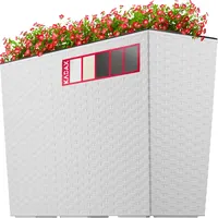 Kadax Blumenkasten aus Kunststoff, mit Einsatz, Rattanmuster, 56 cm,