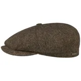 Stetson Hatteras Classic Wool Schirmmütze - Schiebermütze Herren - Flatcap mit Baumwollfutter - Herrencap mit Fischgrätmuster - Ballonmütze Herbst/Winter - Wintercap braun-schwarz 61 cm - 61