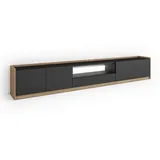 SKRAUT HOME Lowboard 310x50 cm Schwarz Eiche Holzwerkstoff