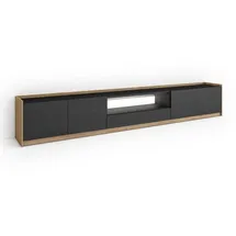 SKRAUT HOME Lowboard 310x50 cm Schwarz Eiche Holzwerkstoff