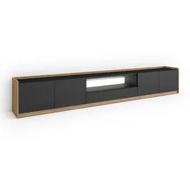 SKRAUT HOME Lowboard 310x50 cm Schwarz Eiche Holzwerkstoff