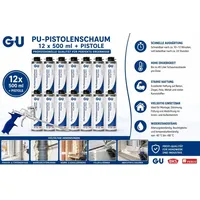 Gretsch-Unitas Pistolenschaum Montageschaum Set 12 x 500 ml grau