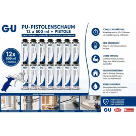 Gretsch-Unitas Pistolenschaum Montageschaum Set 12 x 500 ml grau