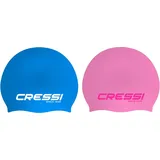 Cressi Ricky Jr Swim Cap Bundle - Zwei Junior Badekappen, Hellblau/Weiß + Rosa/Rosa, Einheitsgröße