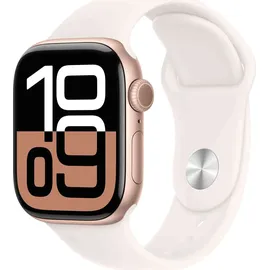 Apple Watch Series 10 GPS + Cellular 42 mm Aluminiumgehäuse roségold Sportarmband blassrosa M/L