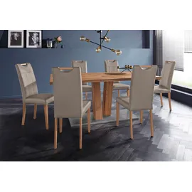 Home Affaire Esszimmerstuhl Roberta (Set), 2 St., Echtleder, und Gestell aus Eiche Massivholz, grau (taupe, eichefarben), Küchenstühle (62944569-0)