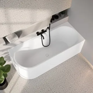 Evineo ineo3 Eck-Badewanne mit Schlitzüberlauf L: 180 B: 75 H: 60 cm, Raumecke rechts, BE4084WM,