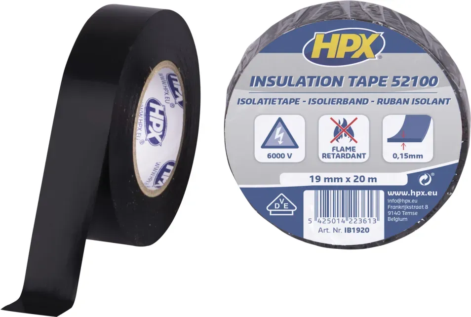 HPX PVC Insulation tape 52100 Schwarz - 19 mm / 20 m