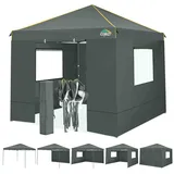 COBIZI Pavillon 3x3 Wasserdicht Stabil Winterfest, faltpavillon 3x3 mit 4 Seitenteilen, Mesh-Fenster gegen Insekten 100% wasserdicht und UV 50+ tragbares High-End Tragbarkeit Gartenpavillon, Grau