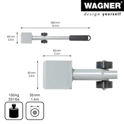 WAGNER Möbelheber/Lifter/Umzugshelfer - 38 x 6,5 cm, aus hochwertigem Stahl, Tragkraft 150 kg - 20412101
