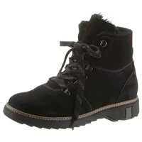 Winterboots WALDLÄUFER "HITOMI", Damen, Gr. 4,5 (37,5), schwarz, Nubukleder, Schuhe Winterboots, Outdoorboots, Schnürboots mit Lammfellfutter, H-Weite, Topseller