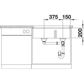 Blanco Subline 430/270-U links vulkangrau + Handbetätigung + InFino