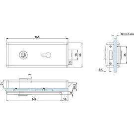 Hermat Glastürschloss 6083 PZ Profilzylinder