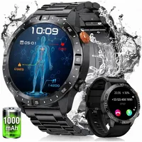 SWGOTA 2026 Smartwatch Herren Militär mit Herzfrequenz,HRV,SpO2,Schlafmonitor Smartwatch (3.63 cm/1,43 Zoll) AMOLED Fitness Tracker mit 1000mAh,70+ Sportmodi,IP68 Fitnessuhr schwarz