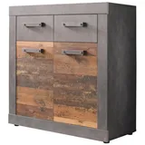 Newroom Kommode Jamell, Sideboard Anthrazit Old Wood Vintage Industrial Highboard Anrichte beige