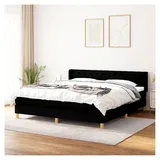 Lattenrost mit Matratze, Schwarz, 160 x 200 cm, Stoff, Plattformbett, mit Lattenhalter, einfache Montage, für Schlafzimmer, Erwachsene