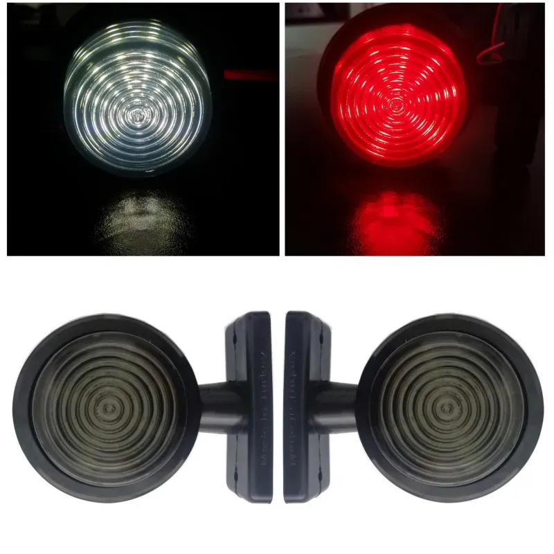 2er-Set 12–24V LED‐Dioden Seitenmarkierungs‐Eckleuchten mit rauchgetöntem Glas für Lkw, Anhänger, Wohnwagen