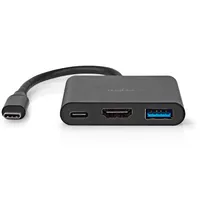 Nedis Multi-Port-Adapter (USB-C, 3 Ports), Dockingstation - USB Hub, schwarz