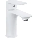 SANITOP-WINGENROTH aquaSu® Wasserhahn Bad Weiß, Waschtischarmatur mit Zugstange, Einhebelmischer für Waschbecken, Badarmatur mit Ablaufgarnitur, Mischbatterie mit ...