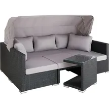 Tectake San Marino Polyrattan Lounge-Set schwarz