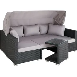 Tectake San Marino Polyrattan Lounge-Set schwarz