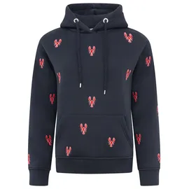 Zwillingsherz Kapuzensweatshirt Hummer-Stickerei Marine S/M