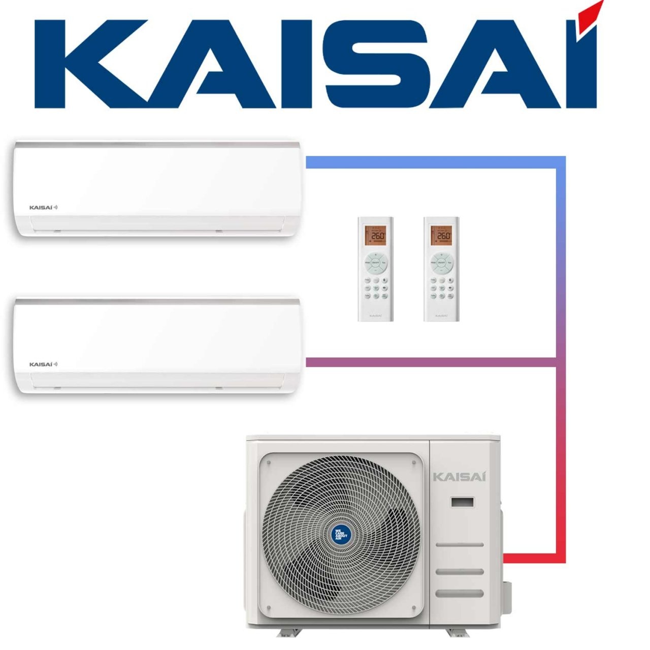 SET KAISAI Multisplit-Außengerät 5,3 kW mit 2 FLY Wandgeräten 2,6 kW