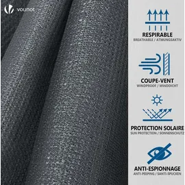 VOUNOT Zaunblende 1×10m, Sichtschutz Zaun HDPE Schattiernetz, Windschutz UV-resistent Reißfest, 75% Beschattungsgrad, mit Löcher, Spezialclipund und Kabelbinder, Anthrazit