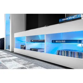 komodee Wohnzimmerset, Eiche Wotan, Schwarz, Holzwerkstoff, 9 Fächer, Rechteckig, 250x159x35 cm, Wohnzimmer, Wohnwände, Wohnwand-Sets