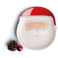 Excelsa Deko-Teller / Zum Servieren Santa Claus Keramik 19,5Xh2,5X20,5 Cm Weiß Und Rot